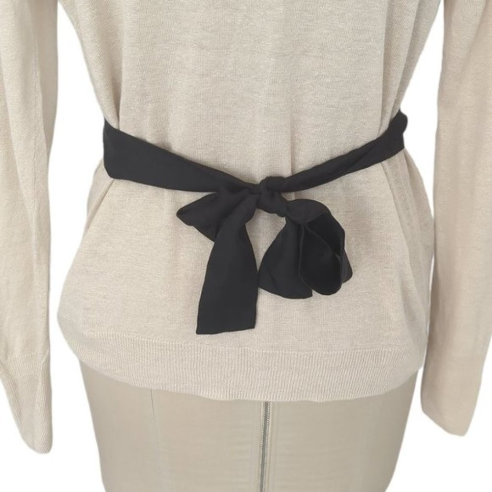 Sandro Tie Waist Linen Cardigan Sweater - Picture 4 of 5
